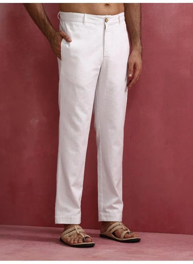 ترو برونز بنطلون رجالي أبيض قطن تويل