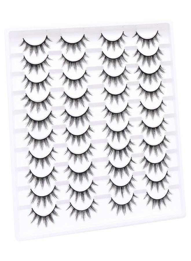 Azenlo False Eyelashes 20 Pairs Wispy Lashes Faux Mink Lashes 14mm 3D Fluffy Cat Eye Lashes （style 20-067) - Image 3