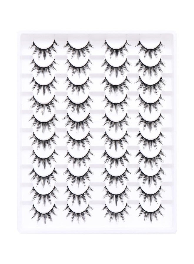 Azenlo False Eyelashes 20 Pairs Wispy Lashes Faux Mink Lashes 14mm 3D Fluffy Cat Eye Lashes （style 20-067) - Image 1