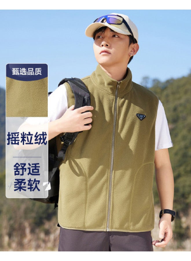 Fapai Simple Fleece Stand Collar Sleeveless Men's Vest Jacket - Image 1