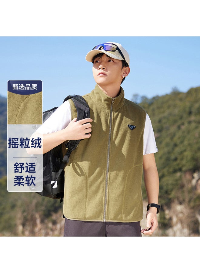 Fapai Simple Fleece Stand Collar Sleeveless Men's Vest Jacket - Image 2