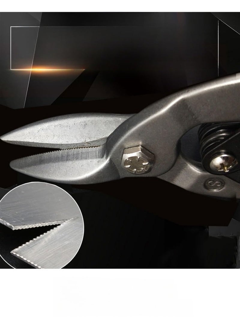 10 Inch Aviation Tin Snips, Heavy Duty Metal Cutter Shears for Cutting Sheet Metal, Straight Cut, Chrome Vanadium Steel - Image 3