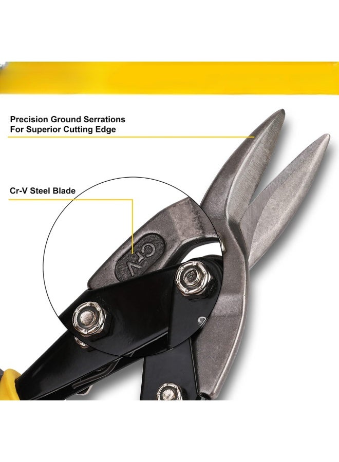 10 Inch Aviation Tin Snips, Heavy Duty Metal Cutter Shears for Cutting Sheet Metal, Straight Cut, Chrome Vanadium Steel - Image 2