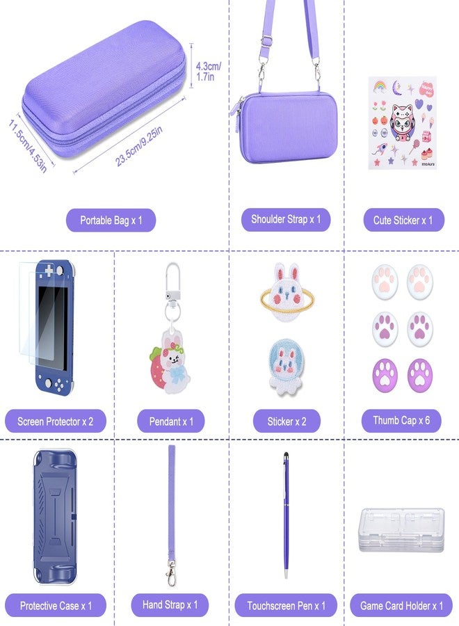 innoAura Switch Lite Case 17 in 1 NS Switch Lite Accessories Bundle with Switch Lite Carrying Case, Switch Game Case, Switch Lite Screen Protector, Switch Stand, Switch Thumb Grips(Purple) - Image 2