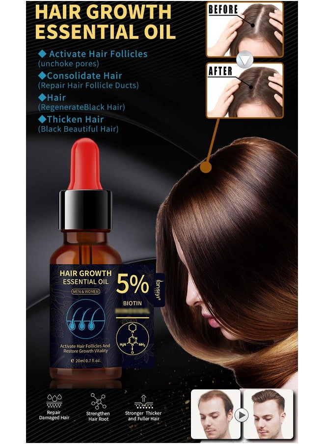 lansiyi Hair Growth Essential Oil ，5% Minoxidil and Biotin with Natural Herbal Extract for Women Men Hair Regrowth Hair Loss Hair Thinning Treatment 20ml  - Image 4