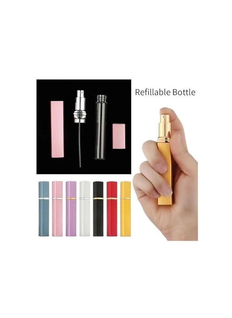 ماركة غير محددة زجاجة عطر صغيرة فاخرة قابلة لاعادة الملء بسعة 12 مل - بخاخ بخاخ مناسب للسفر، مضخة انبوبية مستديرة، زجاجة عطر مستحضرات التجميل الفارغة لمحبي العطور (بني)  - Image 2