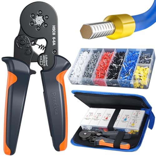 Preciva Ferrule Crimping Tool Kit with 1900PCS Wire Connectors, Hexagonal AWG23-10 Sawtooth Self-Adjustable Ratchet Wire Terminals Crimper Kit - Image 1
