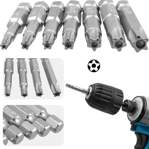 Wolfride 2 Set of 7Pcs 5 Point Torx Security Bits Magnetic 5 point Star Tamper Proof Bit Set 1/4" Hex Shank 5 Sided Torx Screwdriver Bits Set 2-Inch Length |T10 T15 T20 T25 T27 T30 T40 - Image 3