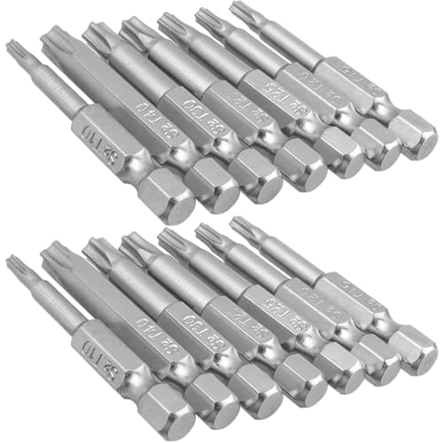 Wolfride 2 Set of 7Pcs 5 Point Torx Security Bits Magnetic 5 point Star Tamper Proof Bit Set 1/4" Hex Shank 5 Sided Torx Screwdriver Bits Set 2-Inch Length |T10 T15 T20 T25 T27 T30 T40 - Image 1
