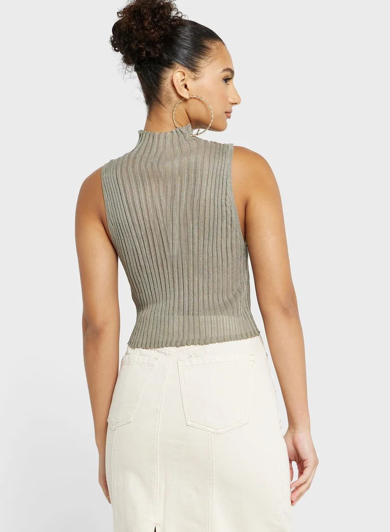 TOPSHOP High Neck Knitted Tank Top