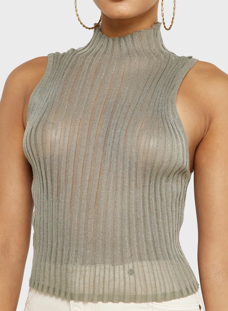 TOPSHOP High Neck Knitted Tank Top