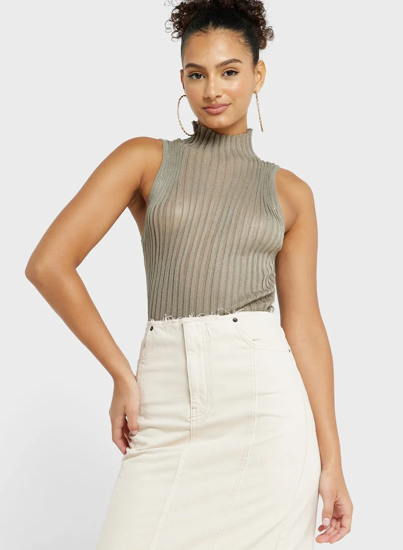TOPSHOP High Neck Knitted Tank Top