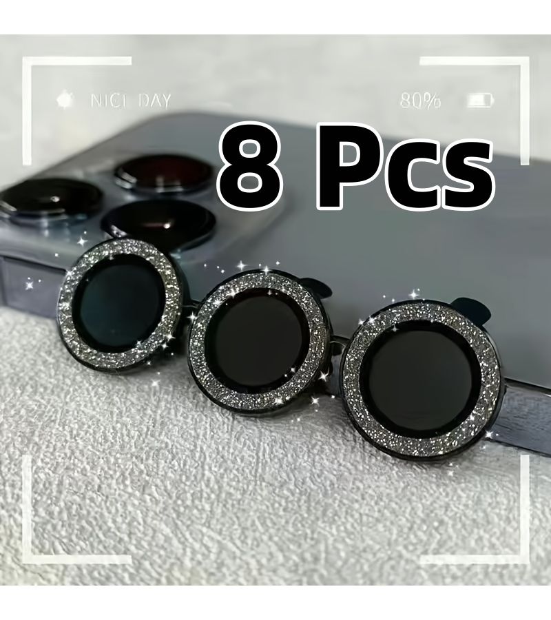 8pcs Silvery Camera Lens Protector For iPhone 17 16 15 14 13 Pro Max Plus Mini 16e Air Scratch Resistant Easy Install - Image 2