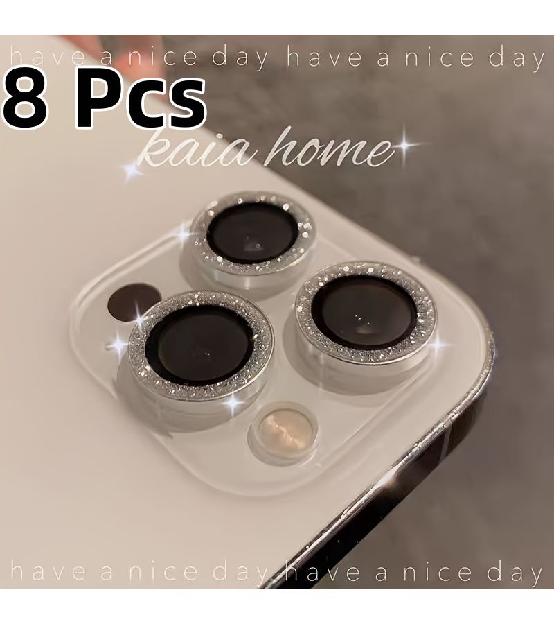 8pcs Silvery Camera Lens Protector For iPhone 17 16 15 14 13 Pro Max Plus Mini 16e Air Scratch Resistant Easy Install - Image 3