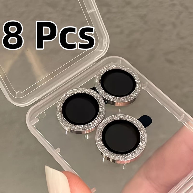 8pcs Silvery Camera Lens Protector For iPhone 17 16 15 14 13 Pro Max Plus Mini 16e Air Scratch Resistant Easy Install - Image 4