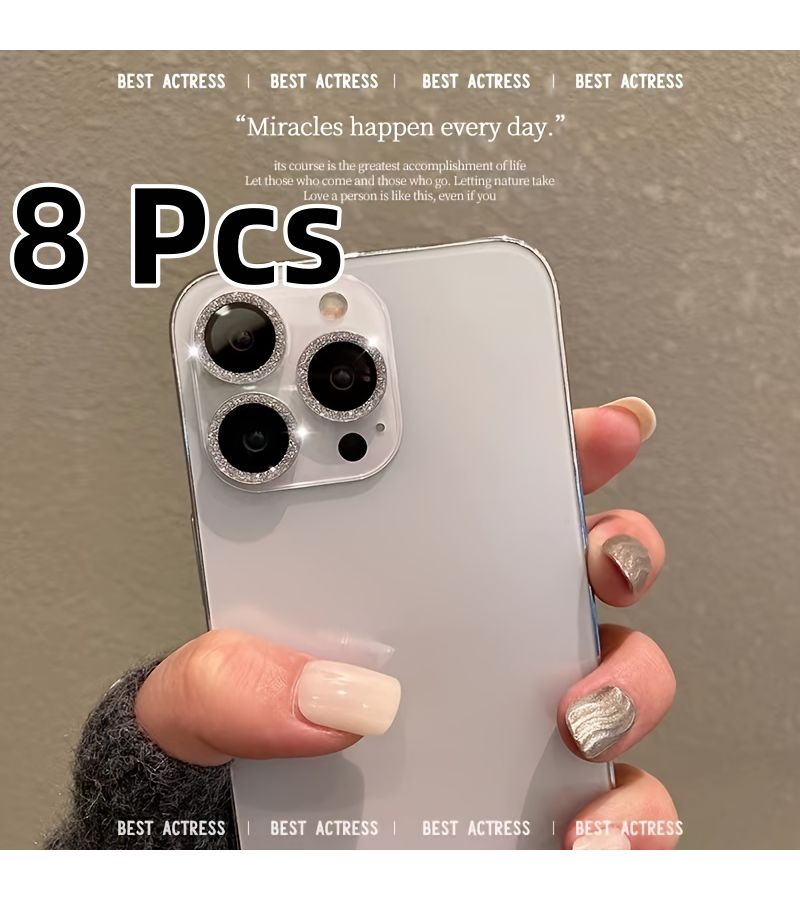 8pcs Silvery Camera Lens Protector For iPhone 17 16 15 14 13 Pro Max Plus Mini 16e Air Scratch Resistant Easy Install - Image 5