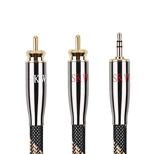 SKW Audiophile Ultra-high Purity Copper Audio Cable 3.5mm Male to 2 RCA Male Audio Auxiliary Stereo Y Splitter Adapter Cable 3.2ft/1M - Image 1