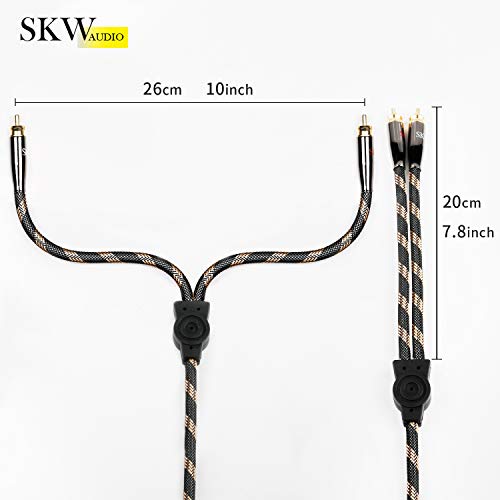 SKW Audiophile Ultra-high Purity Copper Audio Cable 3.5mm Male to 2 RCA Male Audio Auxiliary Stereo Y Splitter Adapter Cable 3.2ft/1M - Image 3