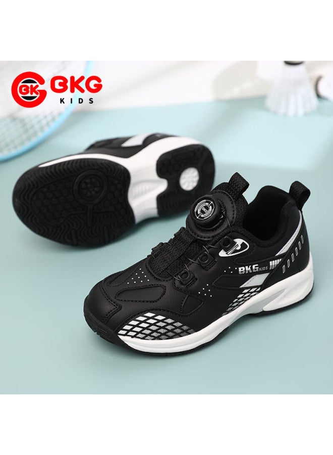 Bkg Kids Badminton Shoes Non-slip Sports Student Wear-resistant Dial Buckle Zyx25508 Black White Size 38 - Image 1