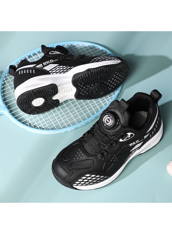 Bkg Kids Badminton Shoes Non-slip Sports Student Wear-resistant Dial Buckle Zyx25508 Black White Size 38 - Image 2