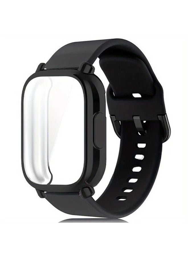 Black Silicone Case And Strap For Xiaomi Redmi Watch 5 Lite Full Cover Screen Protector - Image 1