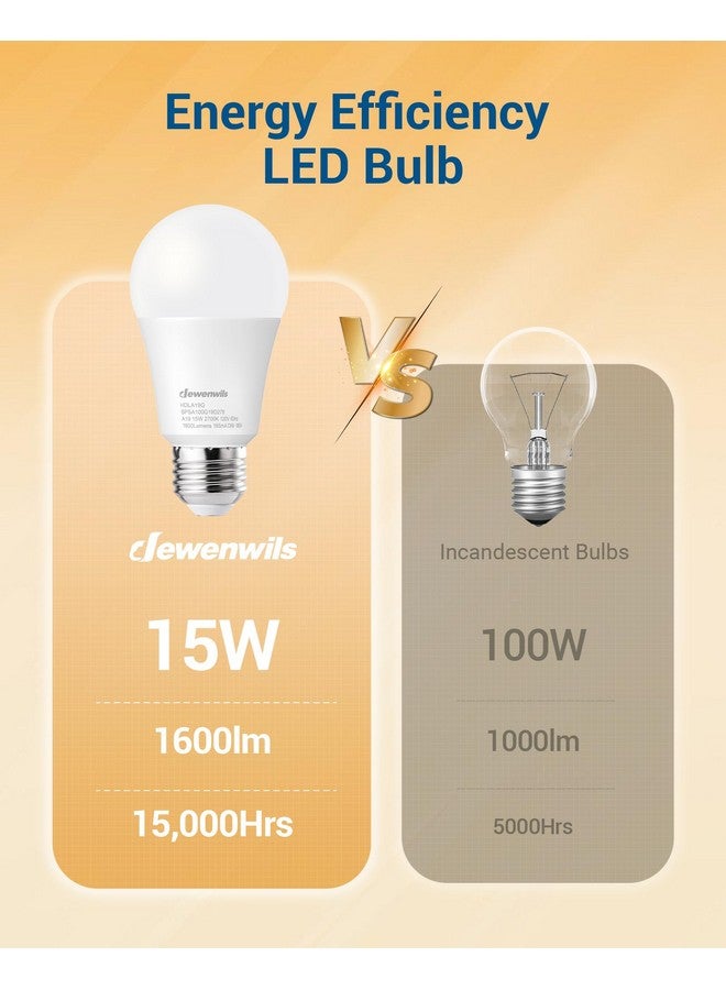 DEWENWILS 4 Pack A19 LED Light Bulb 100W Equivalent, Dimmable LED Bulbs, 2700K Soft Warm Glow, 1600LM, 15W, E26 Medium Base, UL Listed - Image 3