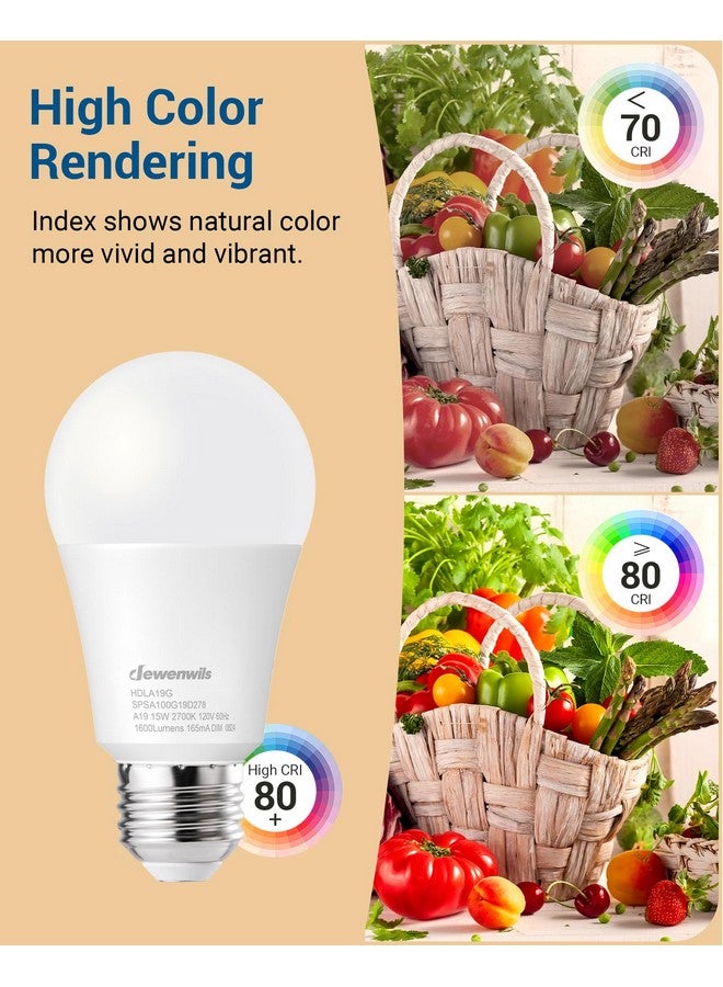 DEWENWILS 4 Pack A19 LED Light Bulb 100W Equivalent, Dimmable LED Bulbs, 2700K Soft Warm Glow, 1600LM, 15W, E26 Medium Base, UL Listed - Image 4