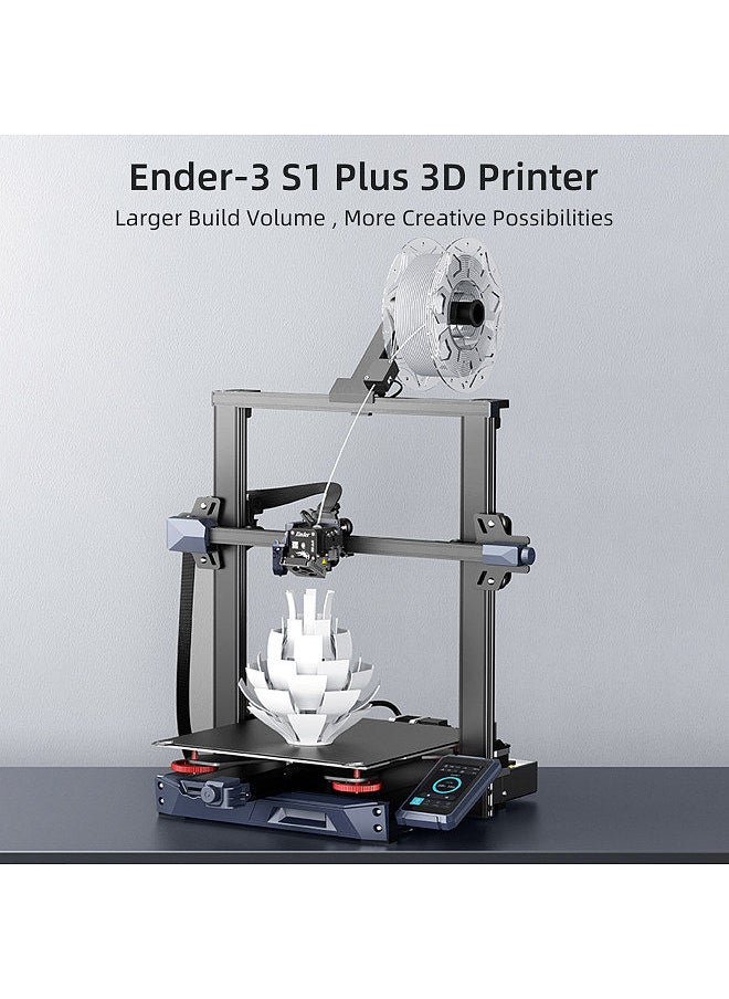 Ender-3 S1 Plus Desktop 3D Printer FDM 3D Printing with Sprite All Metal Extruder PC Spring Steel Printing Platform CR Touch Automatic Leveling Resume Printing Function Dual Z-axis