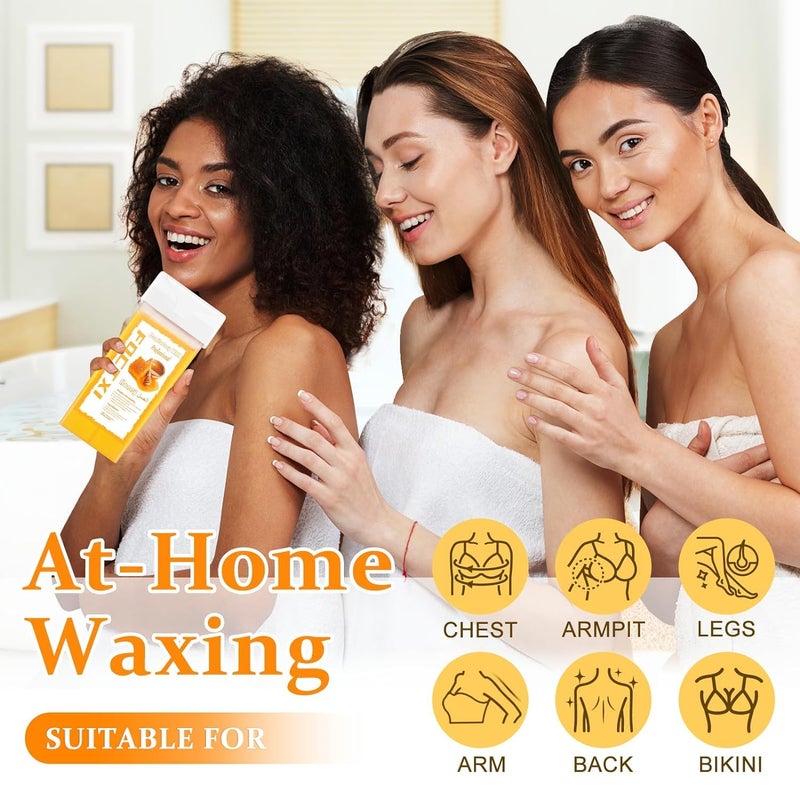 FOCTXI Wax Roller Kit ï¼·ax Cartridge, Roll On Wax for Hair Removal, Roll on ï¼·ax, 4 Honey Hair Removal ï¼·ax Cartridge and 10 Pack Cleaning Oil Wipes for Women - Image 2