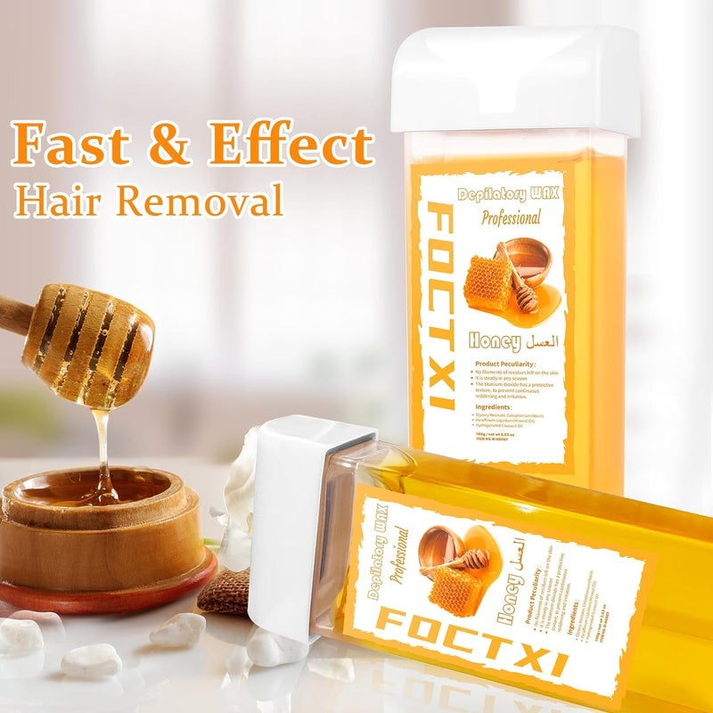 FOCTXI Wax Roller Kit ï¼·ax Cartridge, Roll On Wax for Hair Removal, Roll on ï¼·ax, 4 Honey Hair Removal ï¼·ax Cartridge and 10 Pack Cleaning Oil Wipes for Women - Image 4