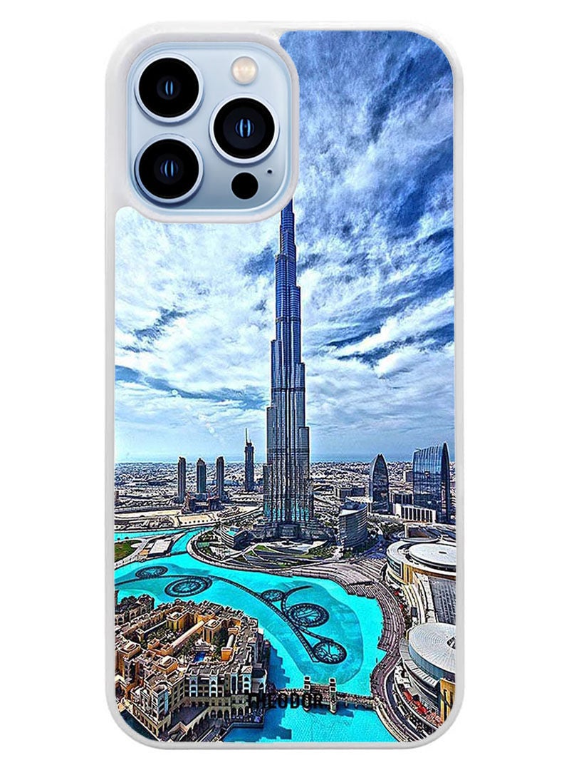 Theodor Protective Case Cover For APPLE IPHONE 14 Pro Burj Khalifa In Day(White Bumper) - Image 1