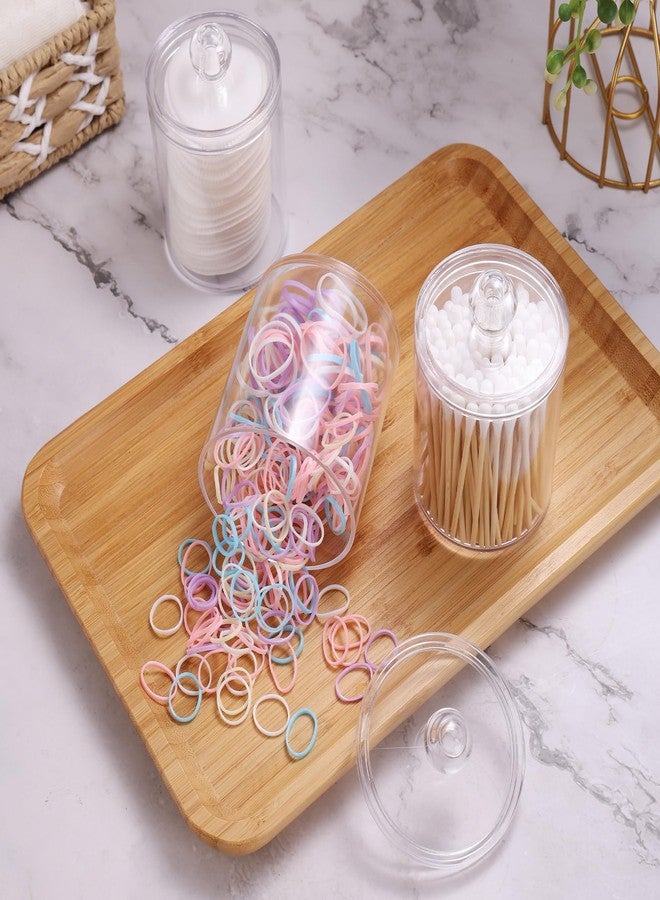 WEISHI 4 Pack Qtip Holder Dispenser - Cotton Ball, Swab, Round Pads, Floss , Small Clear Plastic Apothecary Jar Containers with Lids for Bathroom Storage and Organization, Vanity Organizer - Image 5