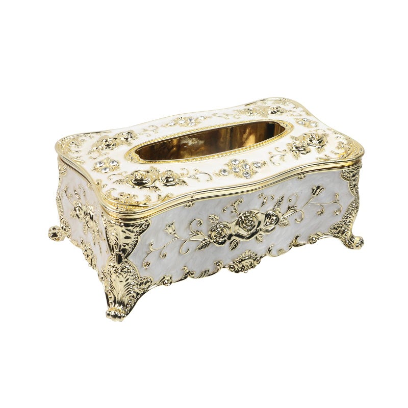 Geesatis Tissue Box Cover Tissue Box Holder Facial Tissue Paper Organizer Luxury Facial Napkin Holder for Home Gold 1 Pcs