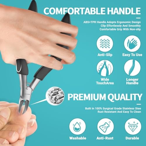 RONAVO Podiatrist Toenail Clippers, Professional Thick & Ingrown Toe Nail Clippers for Men & Seniors, Pedicure Clippers Toenail Cutters, Super Sharp Curved Blade Grooming Tool - Image 5