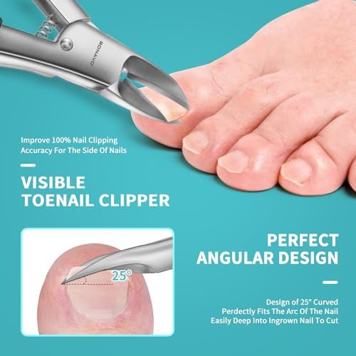 RONAVO Podiatrist Toenail Clippers, Professional Thick & Ingrown Toe Nail Clippers for Men & Seniors, Pedicure Clippers Toenail Cutters, Super Sharp Curved Blade Grooming Tool - Image 2