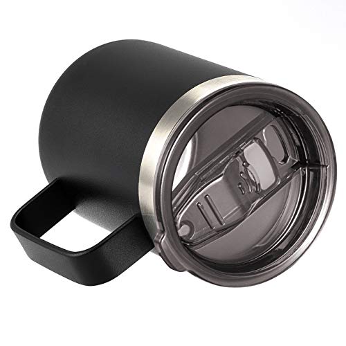ALOUFEA 12oz Stainless Steel Insulated Coffee Mug with Handle, Double Wall Vacuum Travel Mug, Tumbler Cup with Sliding Lid, Black - Image 3