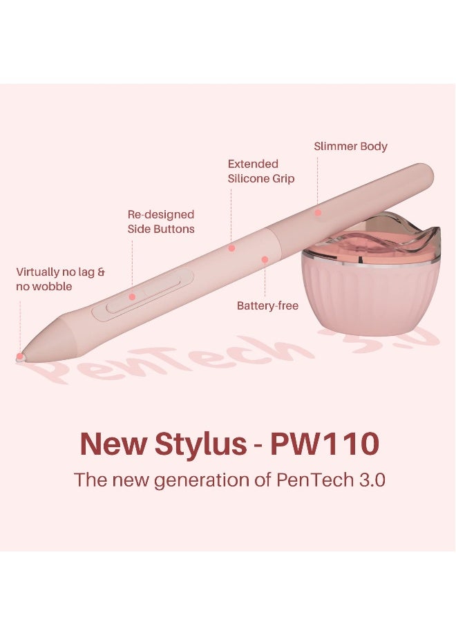 لوح رسم 6x4 بوصة، لوحة فنية رقمية مع 6 مفاتيح اختصار، قلم نشط 8192 بدون بطارية، يعمل كجهاز رسم رقمي للكمبيوتر للأجهزة بنظام ماك، ويندوز وأندرويد (وردي) - Image 2