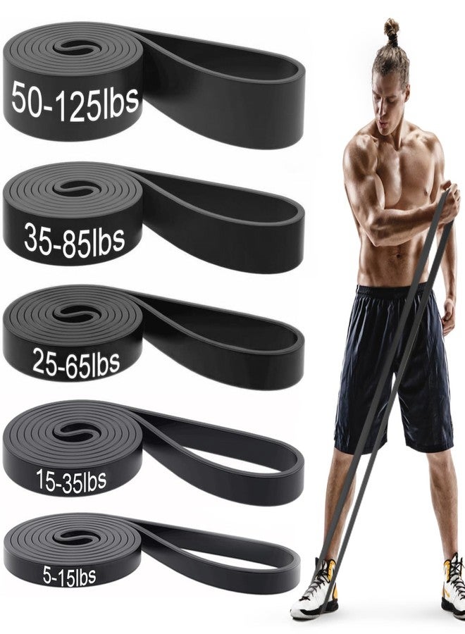 WSAKOUE Pull Up Bands, Resistance Bands, Pull Up Assist Band Exercise Resistance Bands for Body Stretching, Powerlifting, Resistance Training (5pcs Set) - Dark Black - Image 1