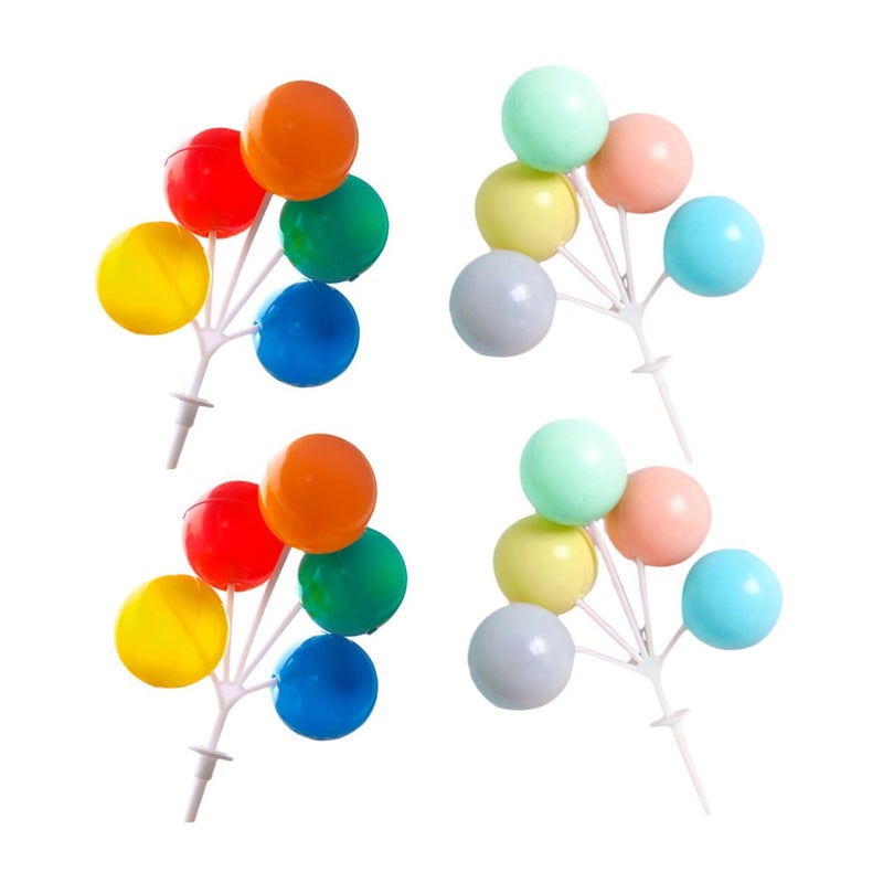4PCS Colorful Plastic Balloon Cake Toppers For Birthday Wedding Party Dessert Decorations - Image 2