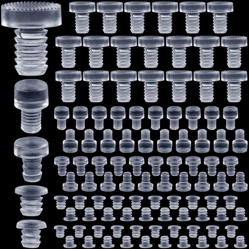 ANCIRS 50 pcs Assorted Glass Top Table Bumpers with Stem 5 Sizes Anti Slip Pads Clear Rubber Grippers Patio Table Spacers for Furniture 019020021024035inch