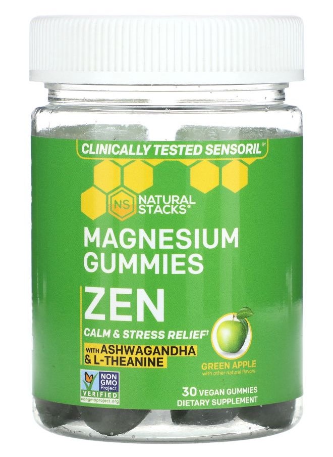 Natural Stacks - Magnesium Gummies Zen Green Apple 30 Vegan Gummies - Image 1