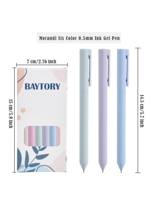 BAYTORY 6Pcs Colored Gel Pens Pastel Ink Colors Quick Dry Ink Pen Fine Point 0.5Mm Smooth Writing For School Supplies Journaling Notetaking Stationery - Image 2