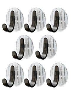 Fanski 8-Piece Self-Adhesive Wall Hooks Black 5.7x5.7cm  - Image 1