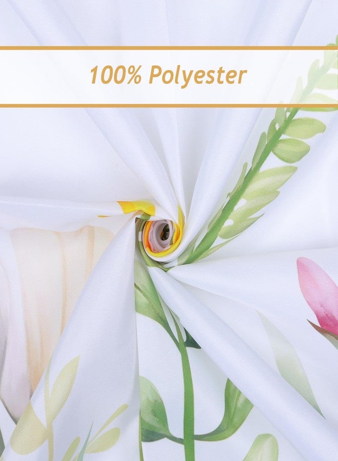 Bonhause Floral Shower Curtain, Yellow White Wildflower Plant Butterfly Spring Summer Bathroom Decor 72x72 Inch Polyester Fabric Waterproof Bath Curtain with 12 Hooks - Image 5