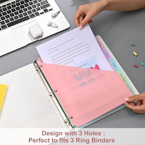 XRUNMIX 【5 Tabs Dividers with Pockets for 3 Ring Binder, 5 Count Binder Dividers for US Letter Size, Tabbed Dividers for School, Office, and Home Organization, 5 Pastel Colors (1)】 - Image 5
