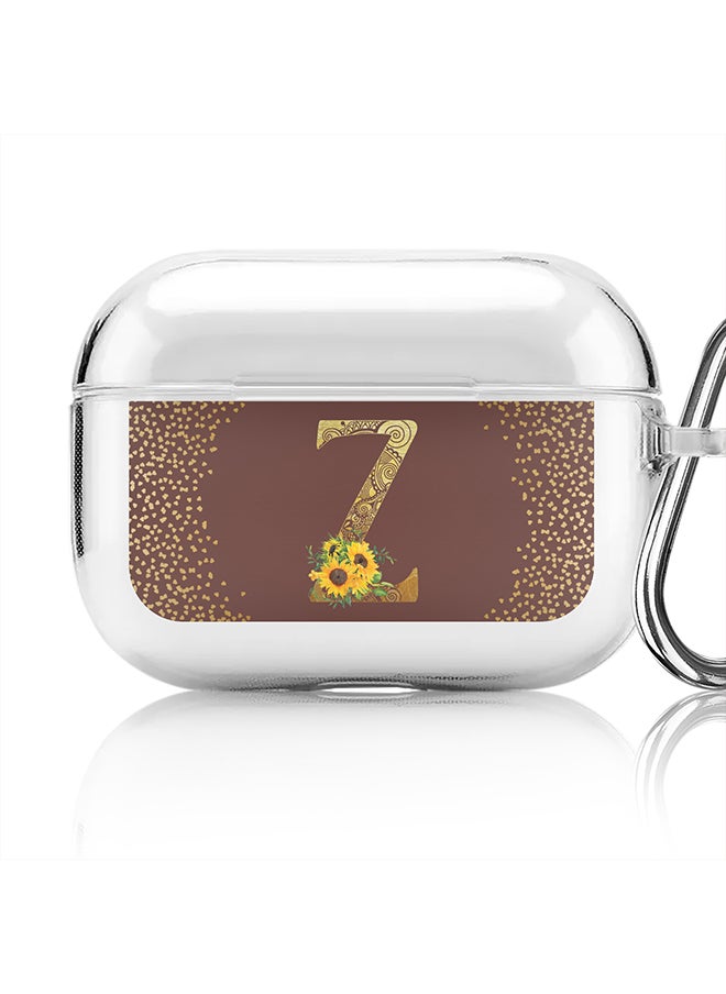 Stylizedd Classic Clear printed Case for Apple Airpods Pro Soft TPU Gel Thin Transparent Flexible Cover - Custom Monogram Initial Letter Mandala Floral Pattern Alphabet - Z (Brown )  - Image 1
