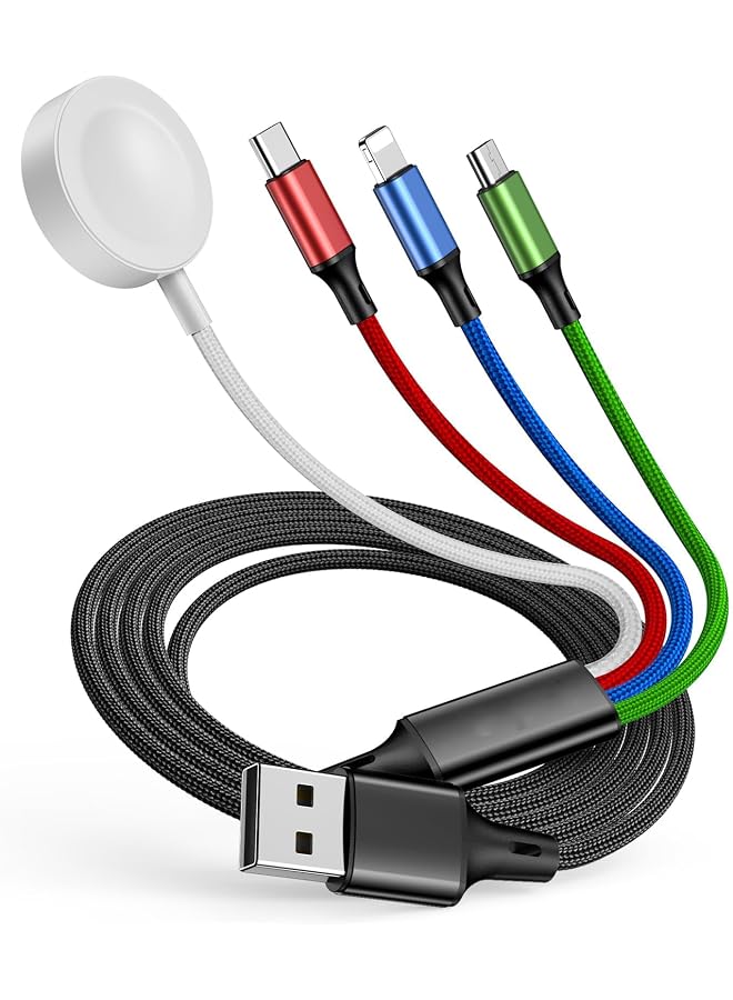 S-TOP Travel 4-in-1 Charger for iWatch & for iPhone, Multi Charging Cable with USB-C, Micro USB, and Wireless Charger, Compatible with Apple Watch Ultra/SE/9/8/7/6/5, with iPhone 15/14/13, Galaxy, Android - Image 1