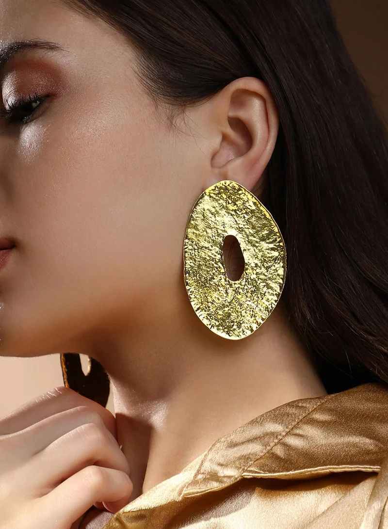 SOHI Hammered-Halo Artificial Drop Earring Jewellery