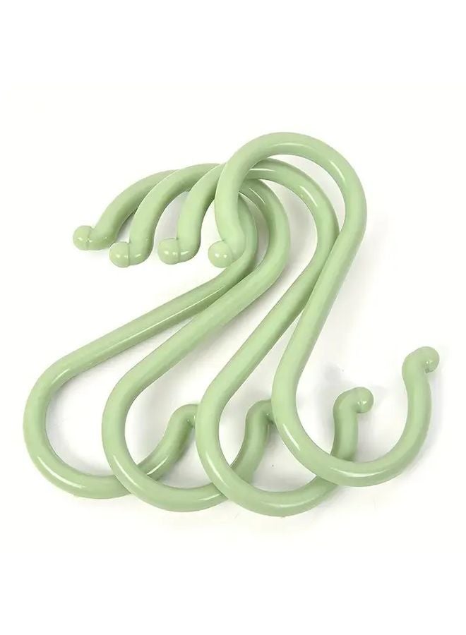 4 Piece Green S Hooks No Drill Wall Mounted For Clothes Towels Bathroom Kitchen - Image 1