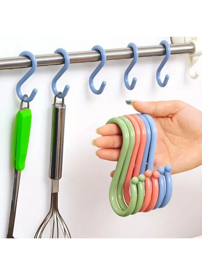 4 Piece Green S Hooks No Drill Wall Mounted For Clothes Towels Bathroom Kitchen - Image 2